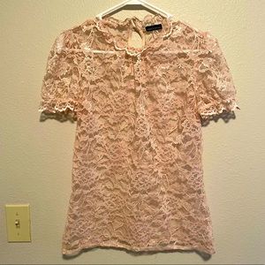 ❌SOLD❌ See-Through MODA INTERNATIONAL Victorias Secret Lace Pink Shirt Top M